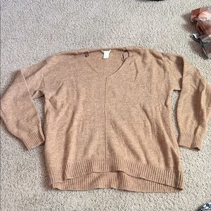 H&M Women's V-Neck Sweater in Tan